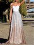 Sweetheart Sparkly Silver Champagne A Line Prom Dresses LBQ2117